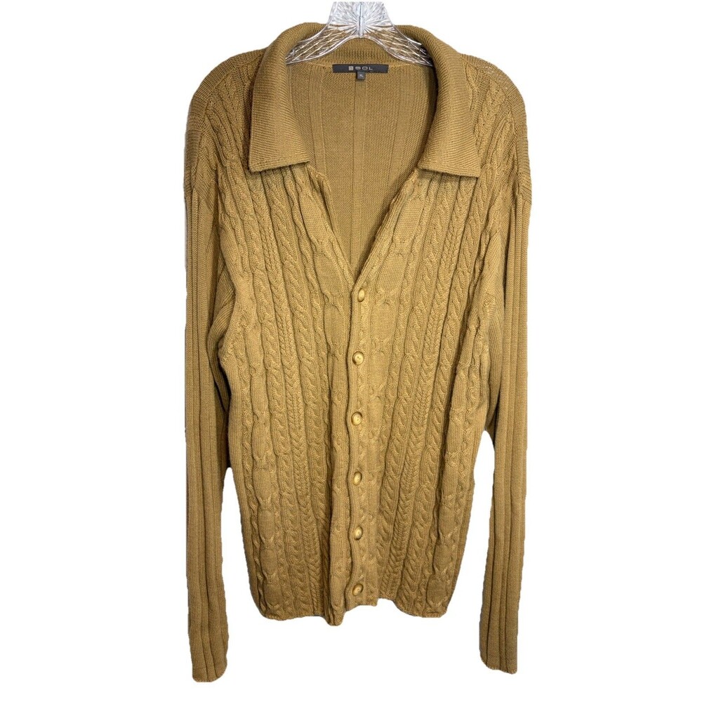 Sol 100% Baby Alpaca Women’s Button Tunic Cable Knit Sweater Cardigan Size XL